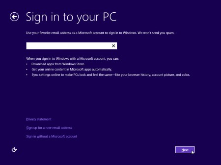 windows 8 sign in options
